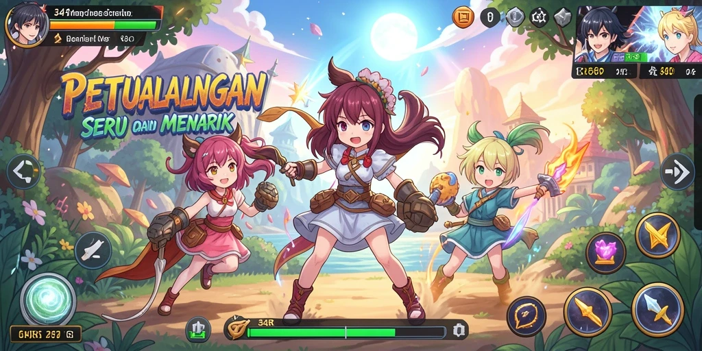 Tampilan gameplay seru dari 34R yang penuh aksi Anime.