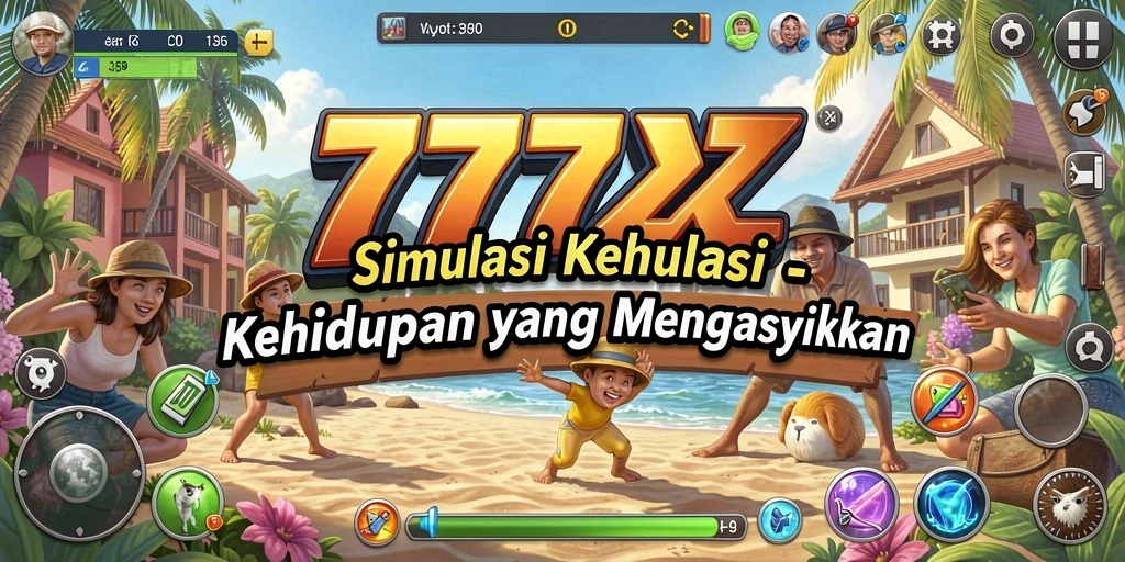 Screenshot menampilkan karakter bermain di dunia simulasi 777ZX.