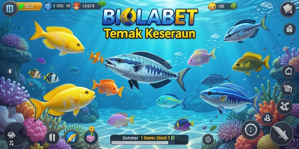 Tampilan gameplay menarik di BIOLABET saat menembak ikan.