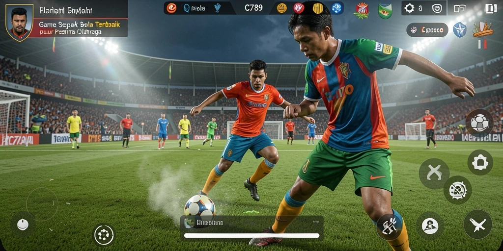 Tampilan mendebarkan dari gameplay C789 yang penuh aksi sepak bola.