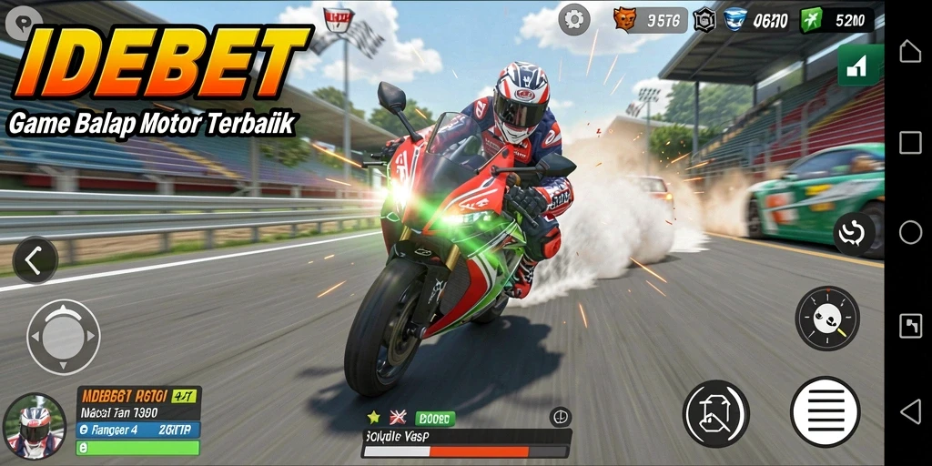 Screenshot gameplay <strong>IDEBET</strong> yang menunjukkan serunya balapan motor.