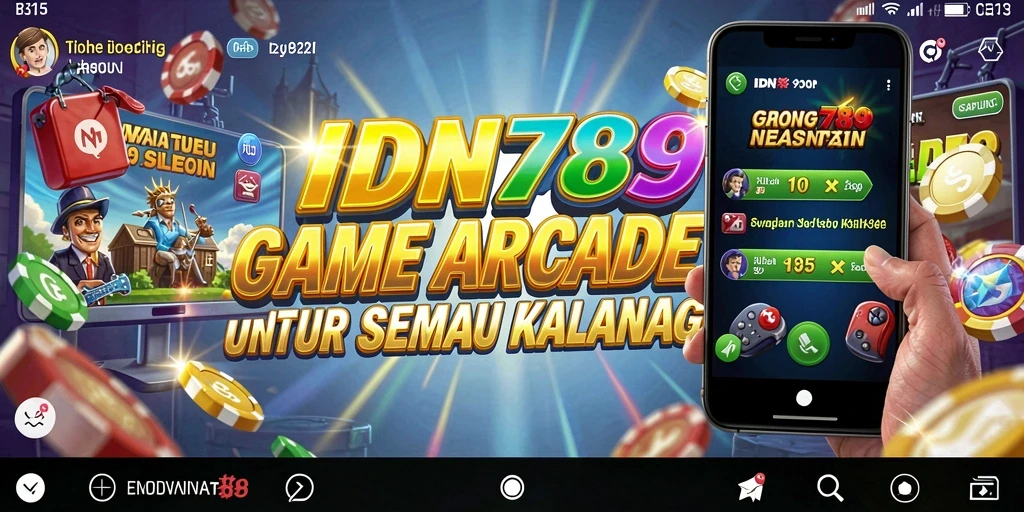 Screenshot IDN789 menunjukkan tampilan gameplay arcade yang penuh warna.