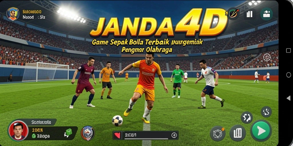 Screenshot utama JANDA4D memperlihatkan momen mendebarkan di lapangan sepak bola.