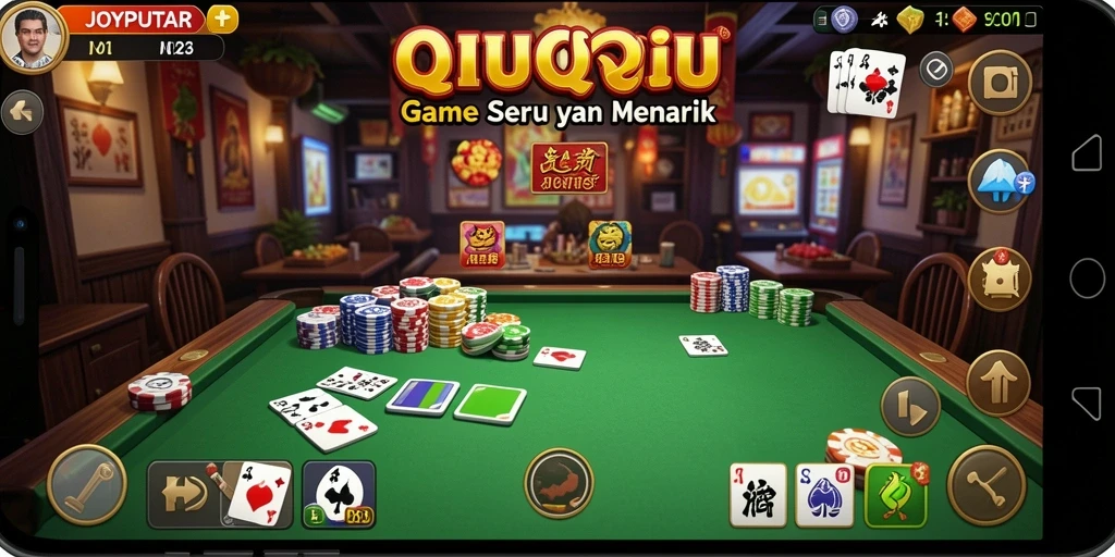 Tangkapan layar gameplay JOYPUTAR menampilkan suasana seru permainan QiuQiu.