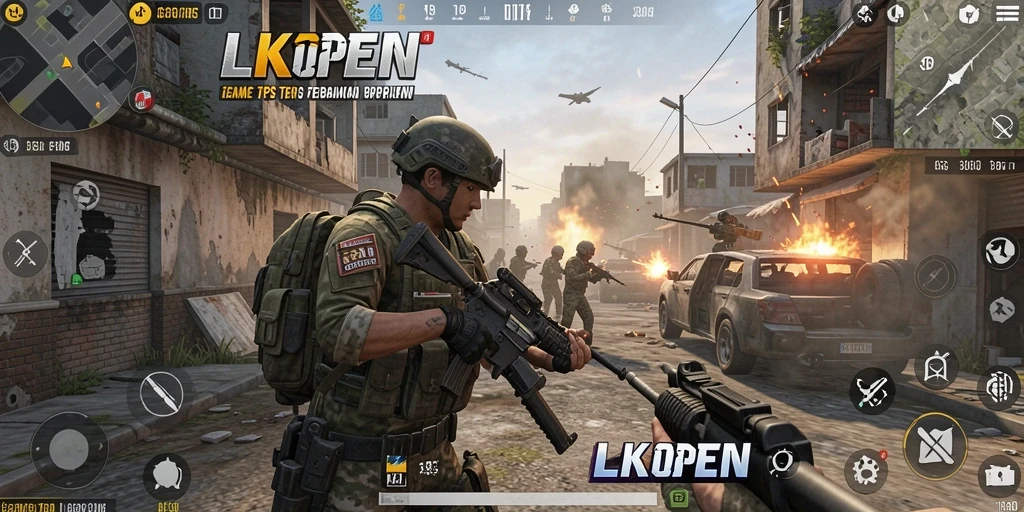 Tampilan gameplay LKOPEN dengan pertempuran intens di arena.
