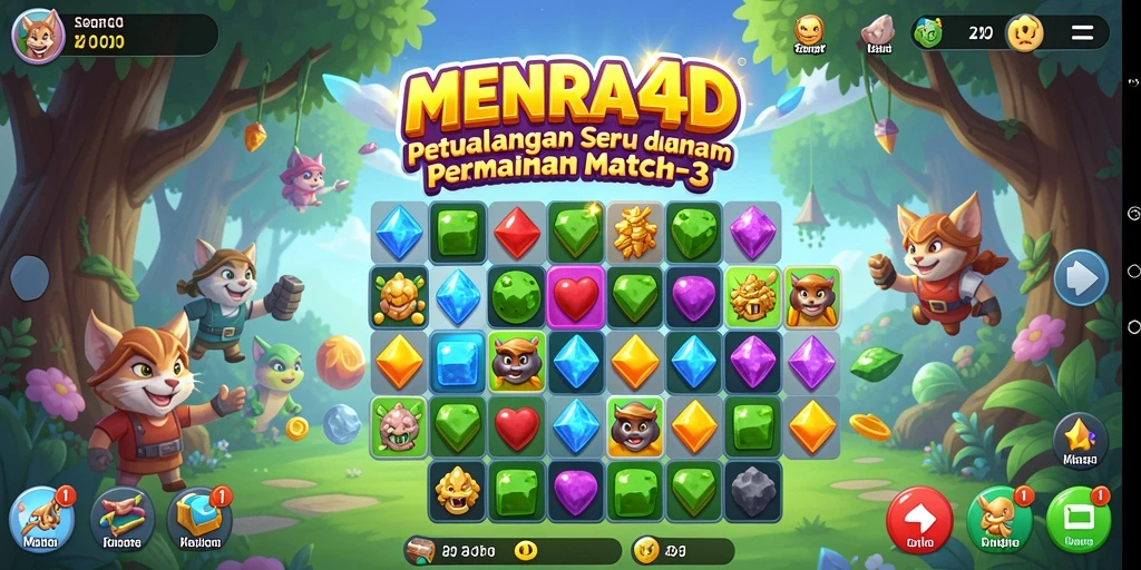 Screenshot MENARA4D menampilkan aksi seru dalam permainan Match-3.