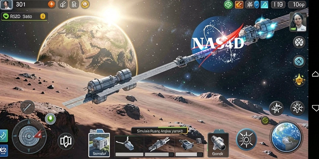 Tampilan gameplay NASA4D yang menakjubkan dengan simulasi luar angkasa.