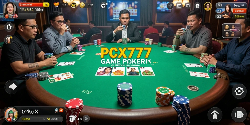 Tampilan gameplay menarik dari PCX777 dengan suasana Poker yang seru.