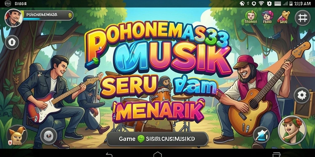 Screenshot gameplay POHONEMAS33 menunjukkan pemain menikmati momen musik yang seru.