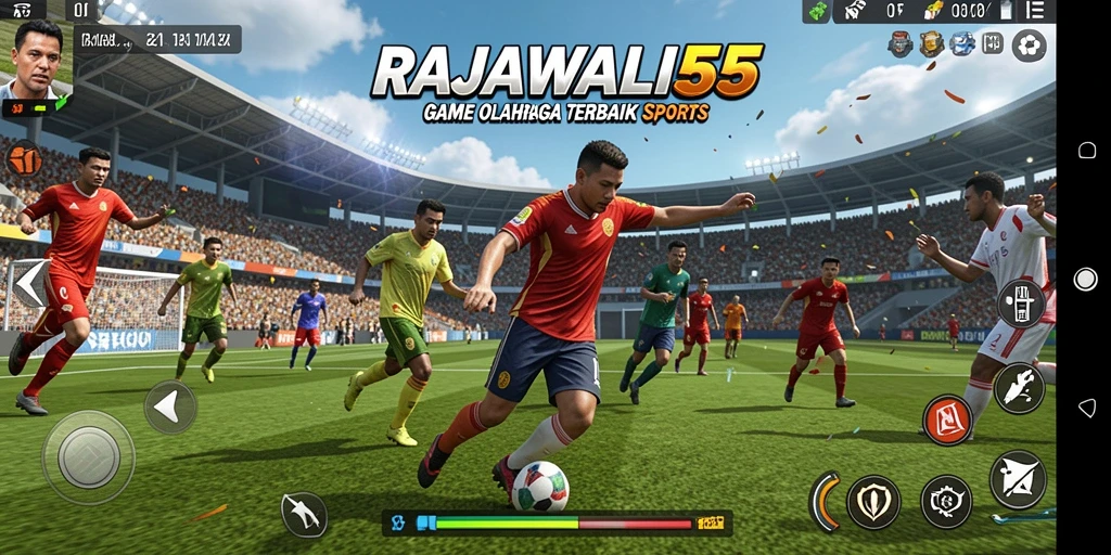 Tampilan permainan seru di RAJAWALI55 dengan aksi olahraga nyata.