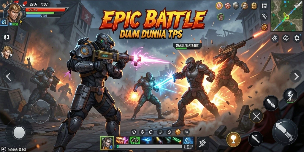 Screenshot gameplay SD107 menampilkan aksi seru dalam pertempuran TPS.