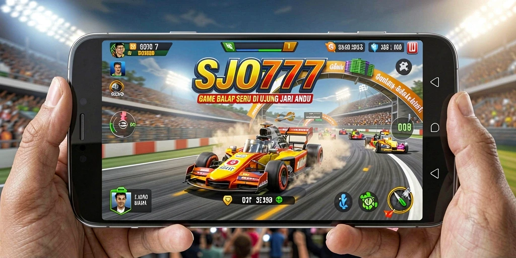 Screenshot gameplay SJO777 yang menunjukkan aksi balapan yang mendebarkan.