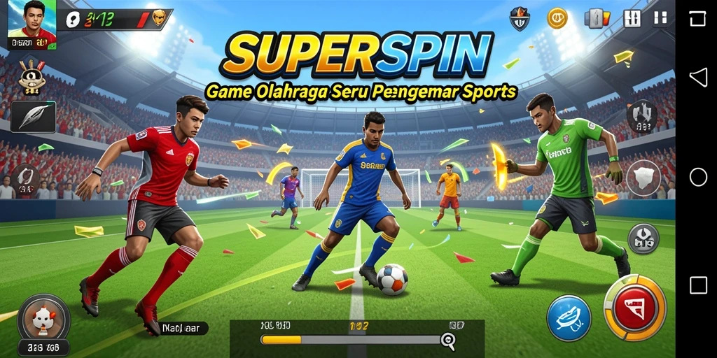 Gameplay mendebarkan dalam SUPERSPIN yang menampilkan aksi olahraga seru.