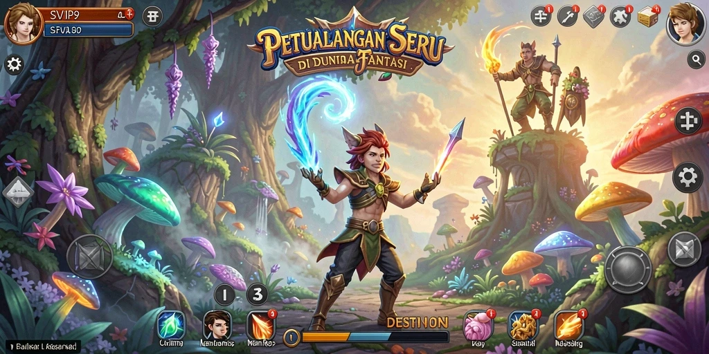 Screenshot gameplay SVIP9 menampilkan pemandangan petualangan yang luar biasa.