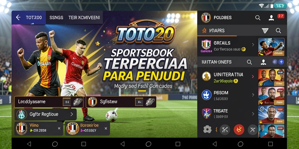 Screenshot gameplay TOTO20 yang menampilkan interface Sportsbook yang menarik.