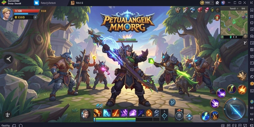 Tampilan gameplay MMORPG X168 yang menakjubkan dan penuh aksi.