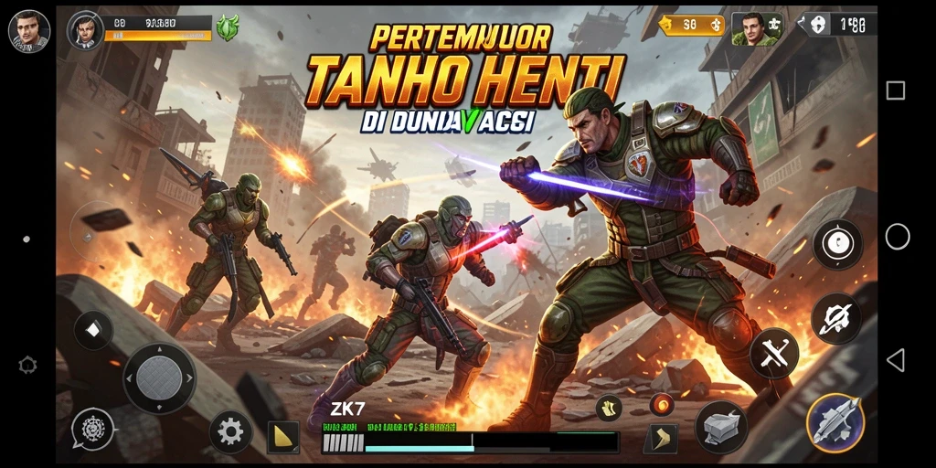 Gameplay seru di ZK7 dengan aksi pertempuran yang intens.